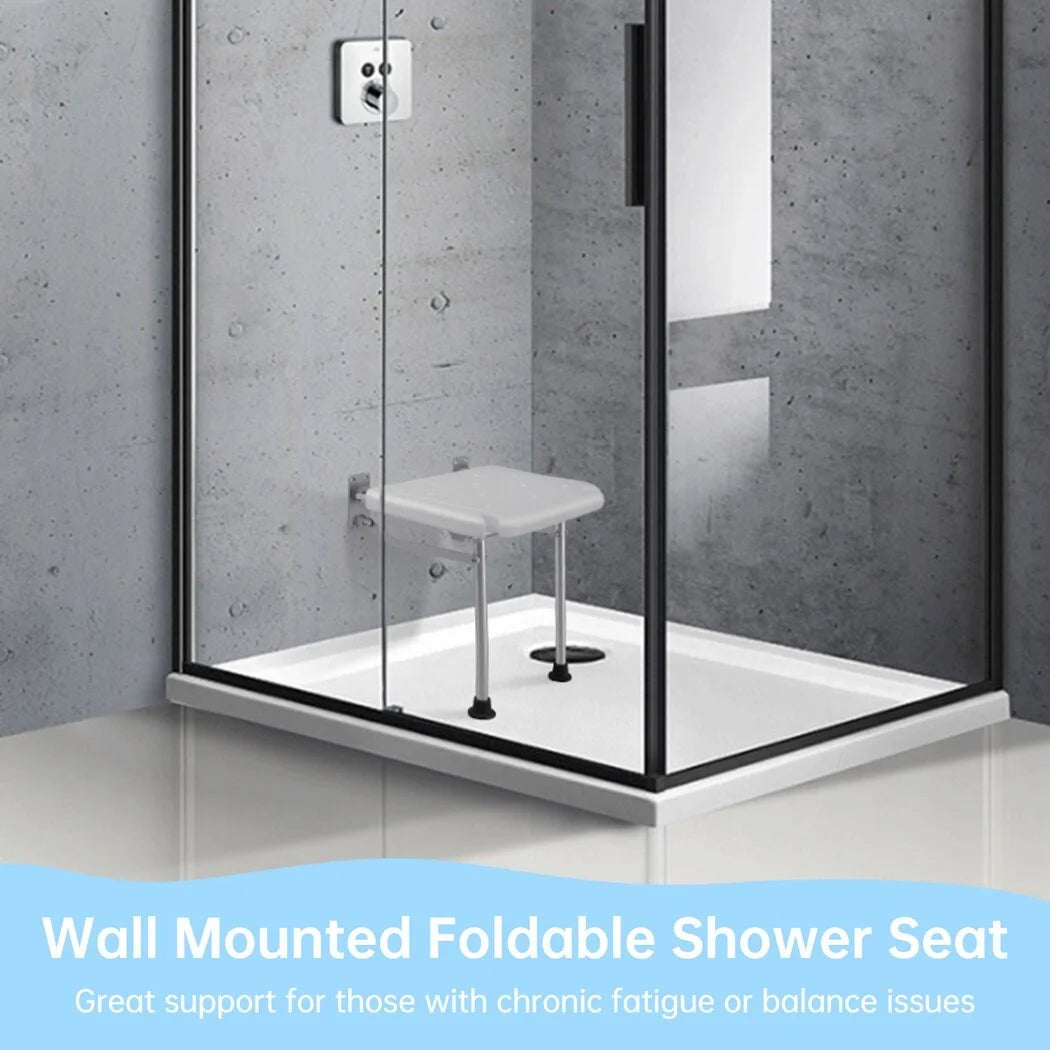 Folding Shower Seat, Wall Mounted, Folding, with Shower Head Slot & Non Slip Pads