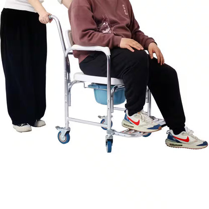 4 in 1 Bedside Commode Chair, Toilet Seat Transport Shower Wheelchair