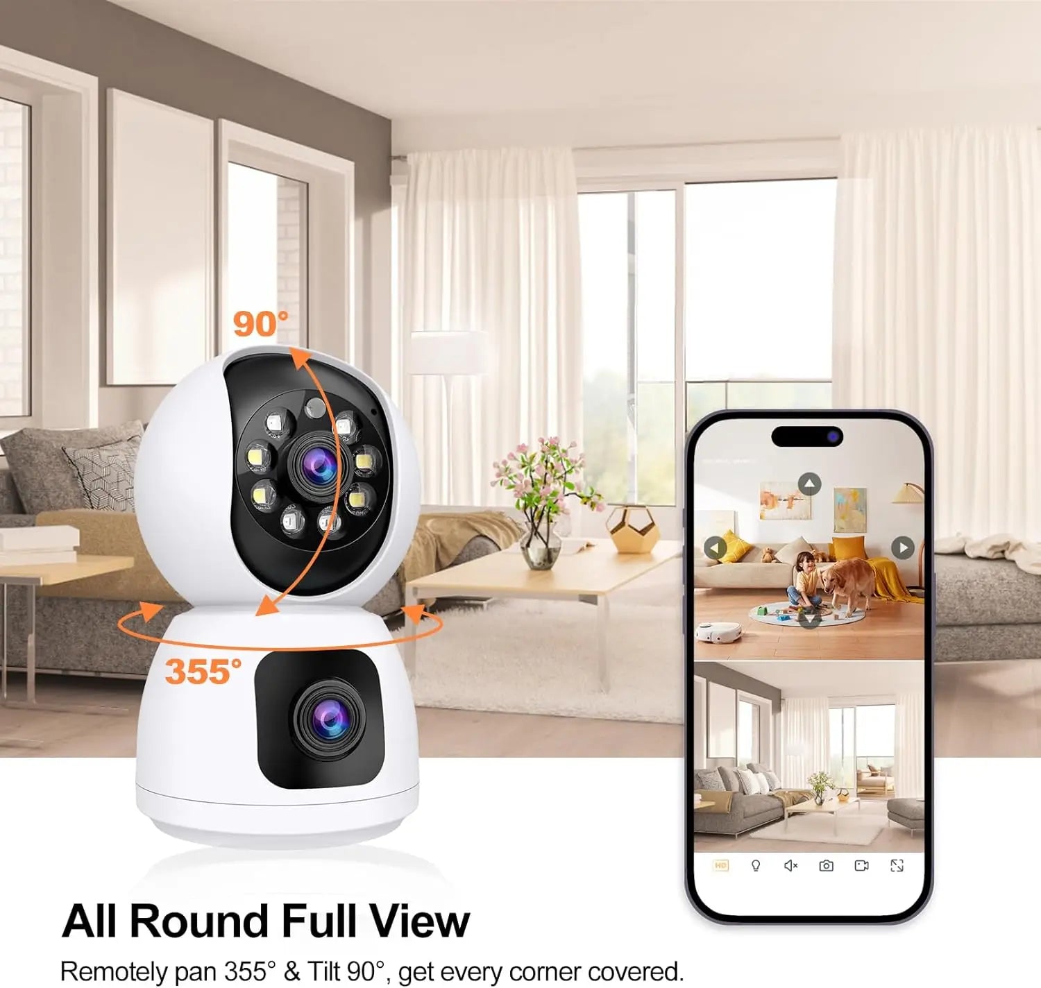 Tuya Smart 4K 8MP Dual-Lens PTZ Security Camera 5G Wifi Dual-Screen Indoor Cameras AI Auto Tracking Color Night Vision