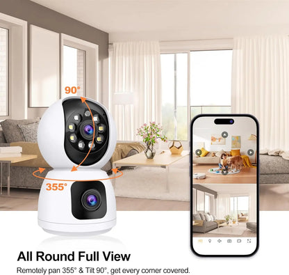 Tuya Smart 4K 8MP Dual-Lens PTZ Security Camera 5G Wifi Dual-Screen Indoor Cameras AI Auto Tracking Color Night Vision