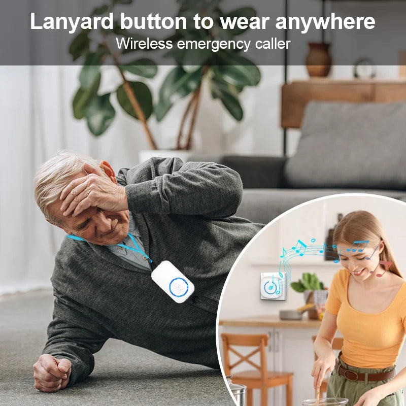 Wireless Lanyard Elderly Pager Smart SOS Call Button Paramedic Pager Emergency Call Button for Kid Elderly Patient Advanced Care