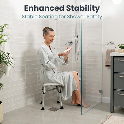 Shower Chair for inside Shower (350 Lb) - Adjustable Height, Padded Seat, Shower